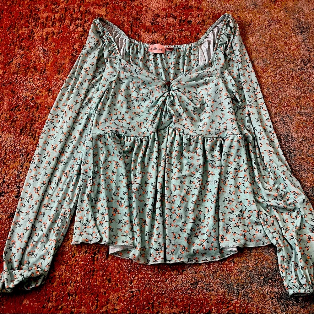Flowy Green Floral Spring Blouse